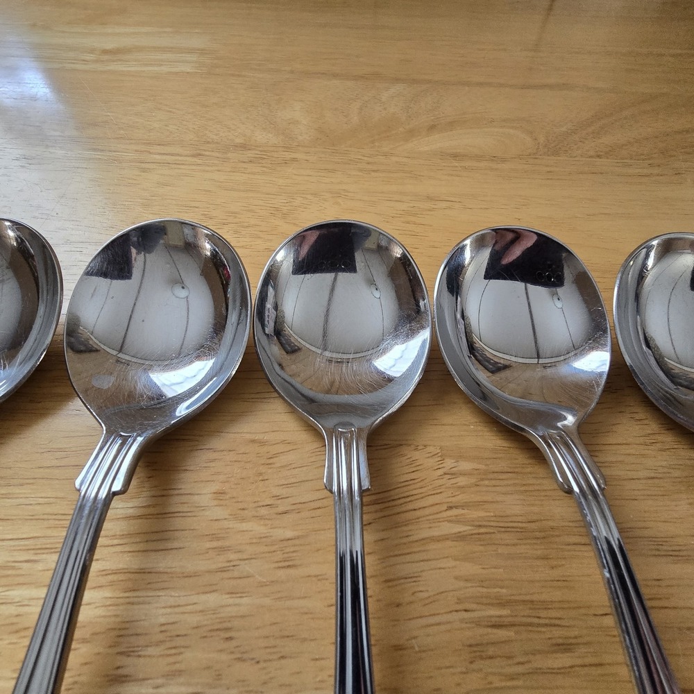 Set‎ of 6 Unbranded Kings Pattern Stainless Gumbo Soup Spoons 6.75" Flatware - Picture 5 of 9